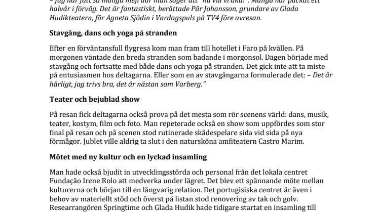 TV4 rapporterar om Glada Hudiks succéresa till Portugal