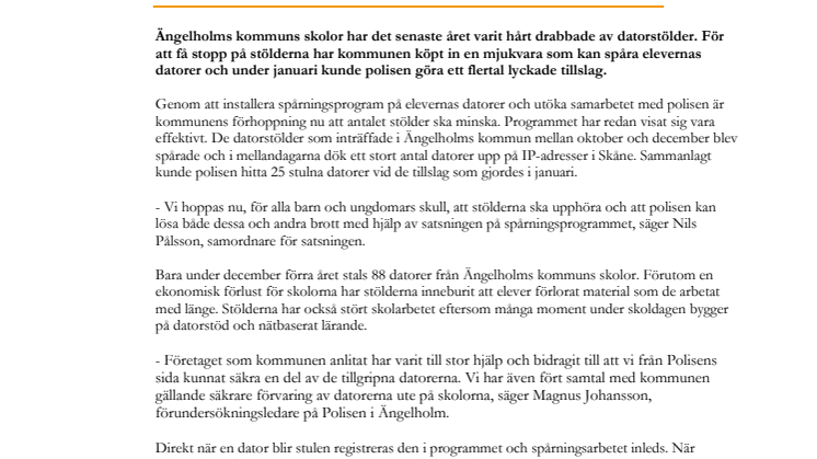 Datorprogram hjälper Ängelholms kommun hitta stulna datorer 