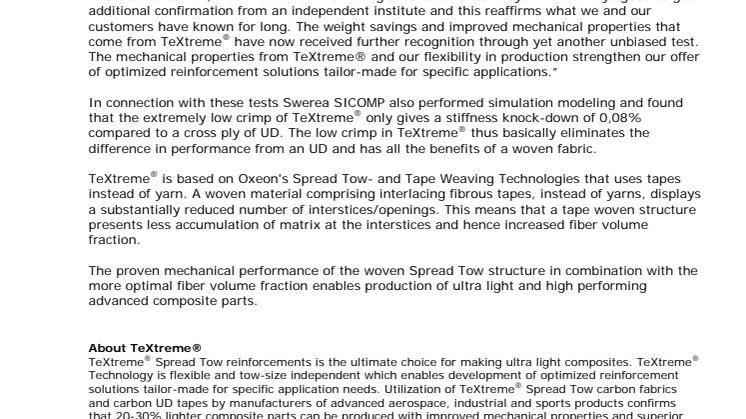 TeXtreme® best in reinforcement test