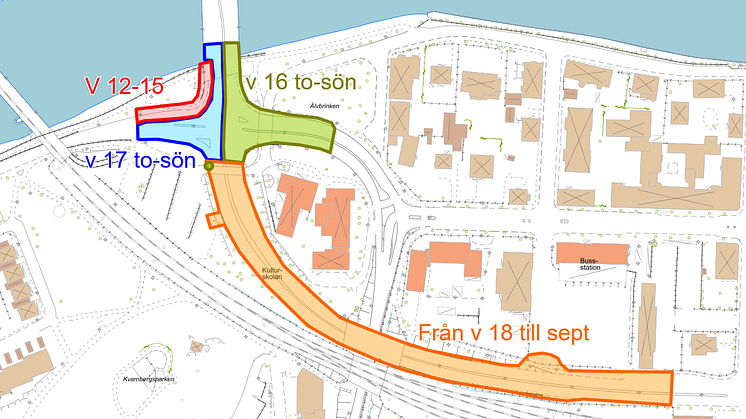 Delarna i arbetet med korsningen Hamngatan Älvgatan