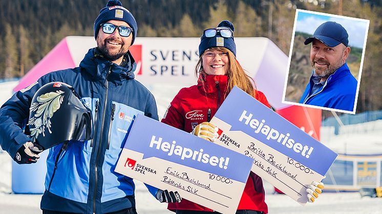 Erik och Britta Backlund skänker 15 000 kronor till Rättviks SLK. Foto: Tommy Persson. På lilla bilden syns Daniel Stenberg, ordförande Rättviks SLK. Foto: privat.