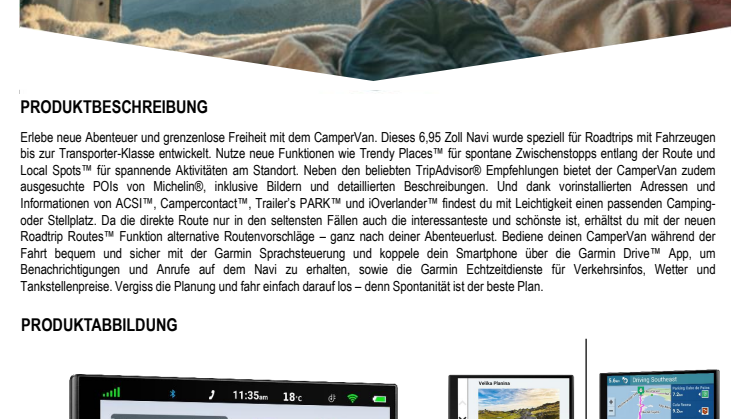 Datenblatt Garmin CamperVan