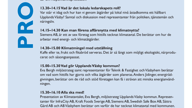 Pressinbjudan: Lokal klimatkonferens i Upplands Väsby: "Lilla Köpenhamn"