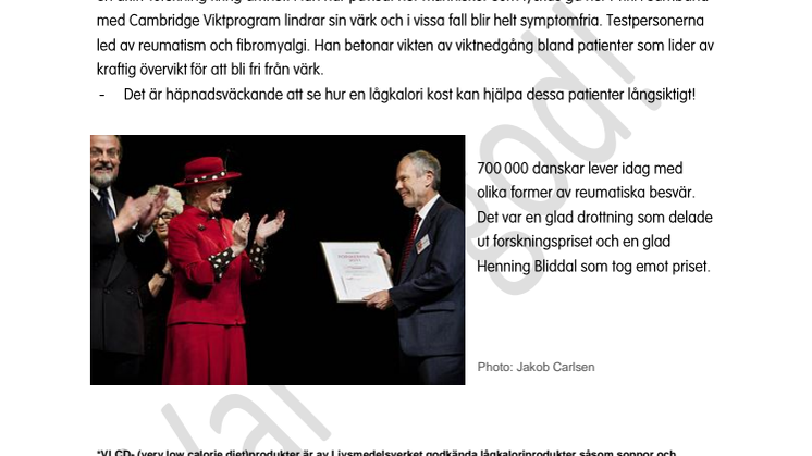 En lågkalori diet kan vara botemedlet för reumatism och fibromyalgi 