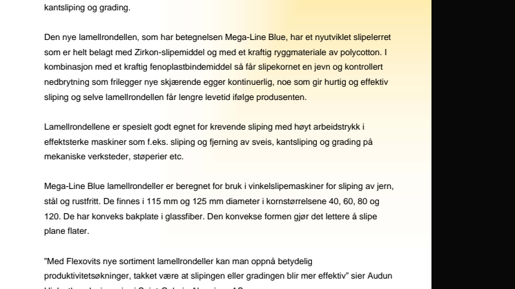 Ny lamellrondell for krevende sliping
