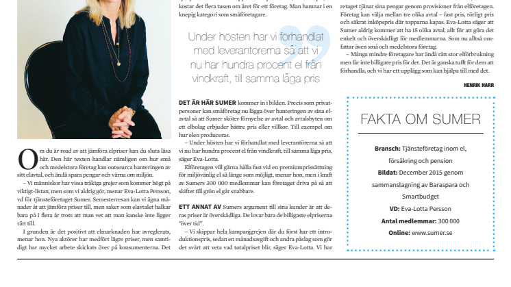 Tidningen Entreprenören skriver om Sumer