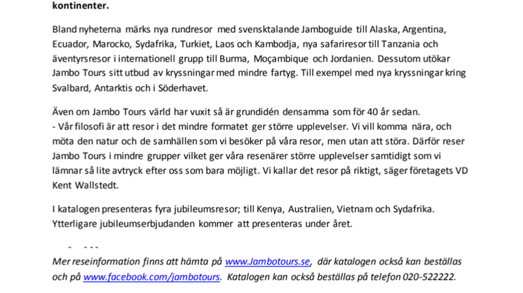 Jambo Tours – 40 år av stora upplevelser i det lilla formatet
