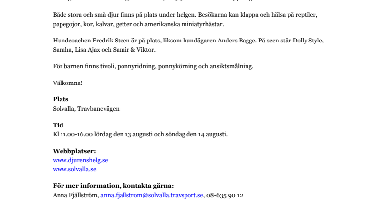 ​Djurens Helg på Solvalla 13-14 augusti