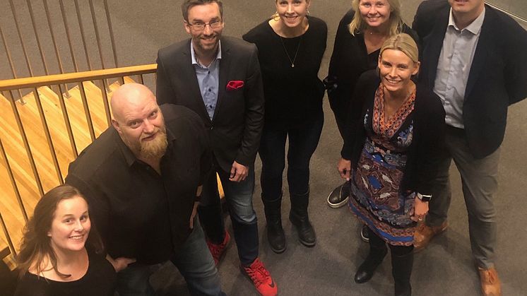 Årets jury fra venstre Ingvild Moen, Ole Petter Nyhaug, Alexander Haneng, Marte Kloumann, Bente  Sollid Storehaug, Kristin Dahl Hoffmann og Jens Rygg.