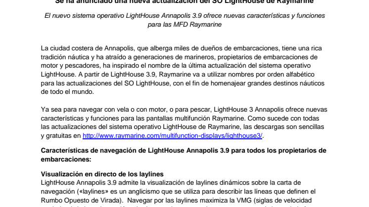 Se Ha Anunciado Una Nueva Actualización Del SO LightHouse De Raymarine