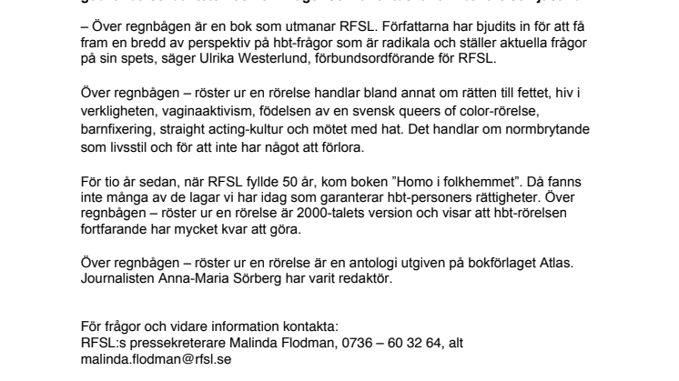 Röster ur en rörelse – RFSL:s jubileumsbok kommer ut