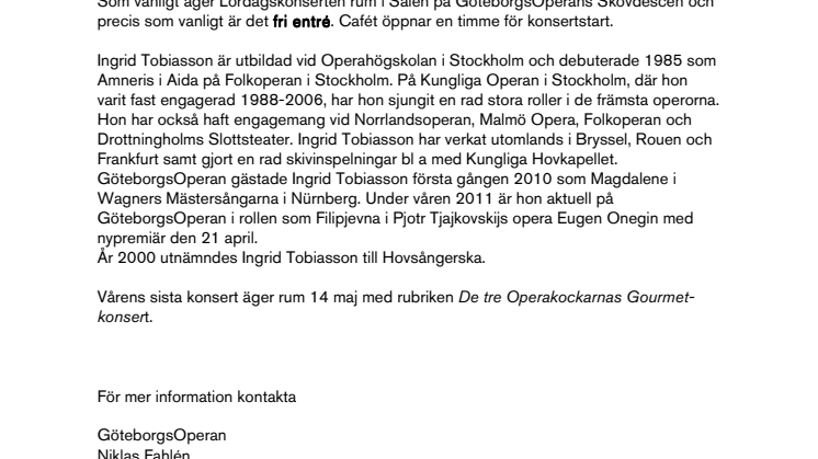 Vill ni se en stjärna? Hovsångerskan Ingrid Tobiasson på Lördagskonserten  