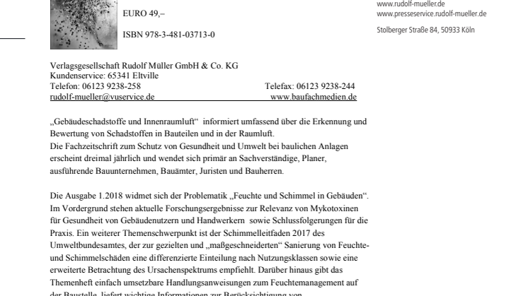 Gebäudeschadstoffe und Innenraumluft 1.2018