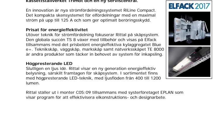 Rittal presenterar nytt inom lågspänningsställverk
