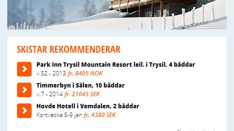 Nya skistar.com startsida mobil
