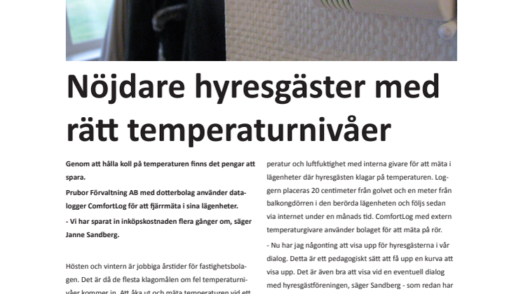 Fjärrmäter temperatur i lägenheter och sparar pengar