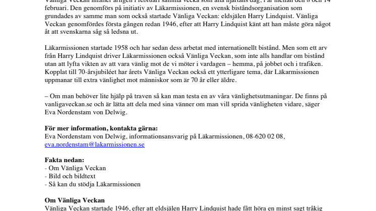Vänliga Veckan fyller 70 år