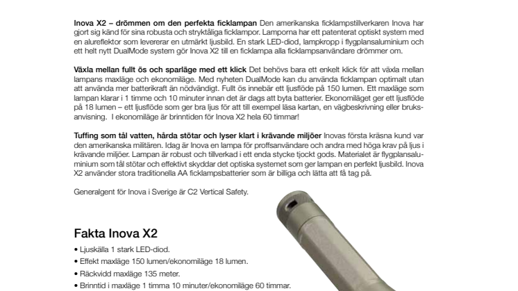INOVA X2 - ficklampan för proffs och dig med höga krav