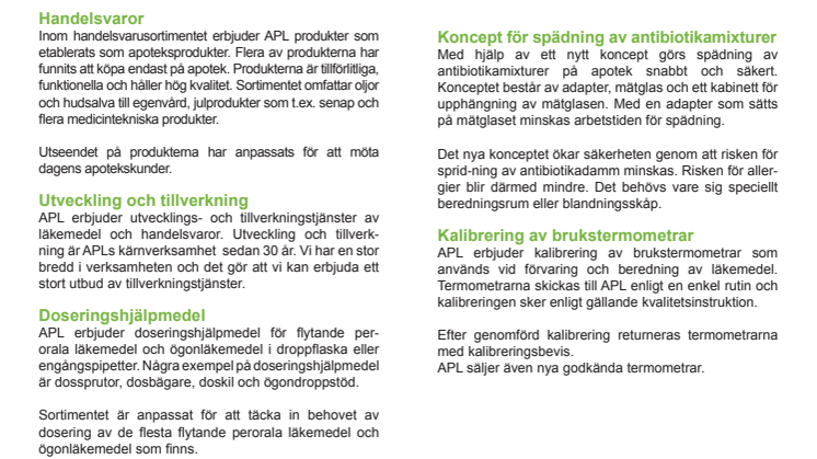 Tjänsteerbjudande Apotek