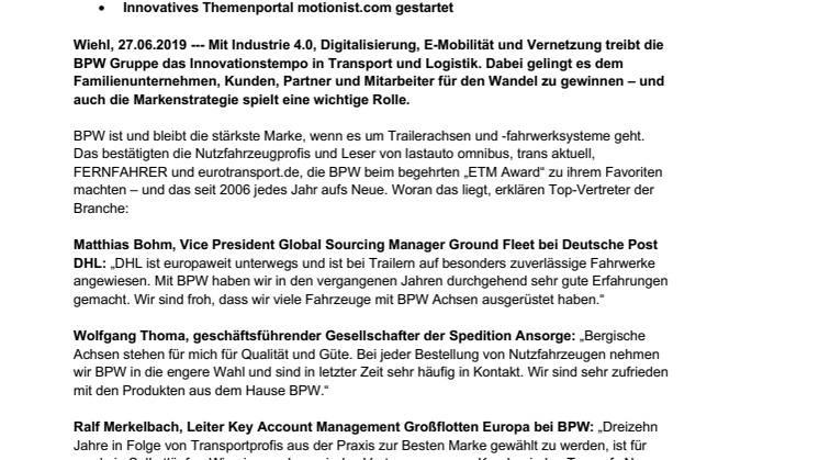 Best Brands: So begeistert BPW seine Kunden und Mitarbeiter für die High-Tech-Revolution in Transport und Nutzfahrzeugbau