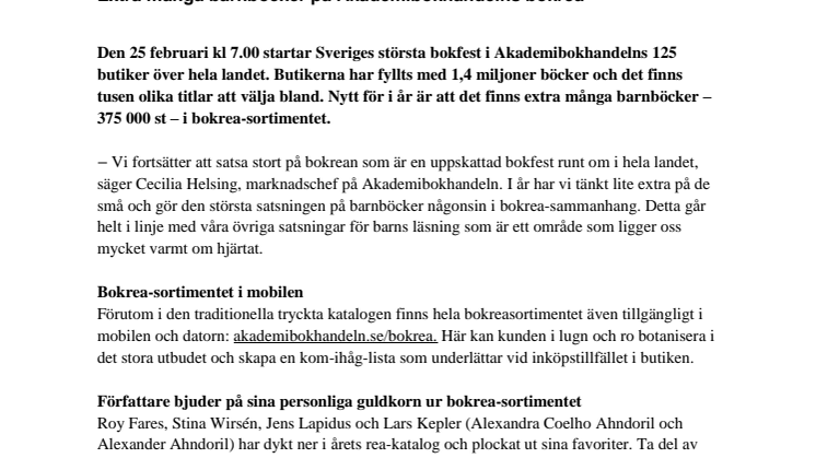 Extra många barnböcker på Akademibokhandelns bokrea
