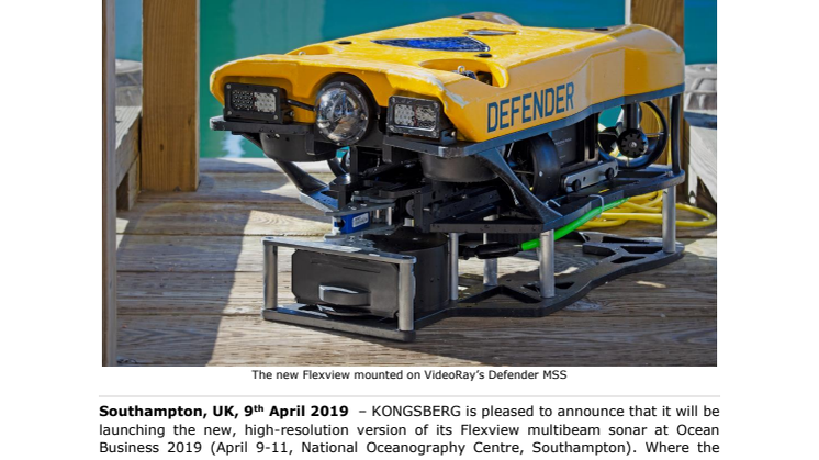 KONGSBERG demos high-resolution imaging sonar for observation-class ROVs at Ocean Business 2019