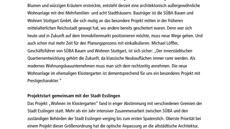 Wohnen im historischen Klostergarten