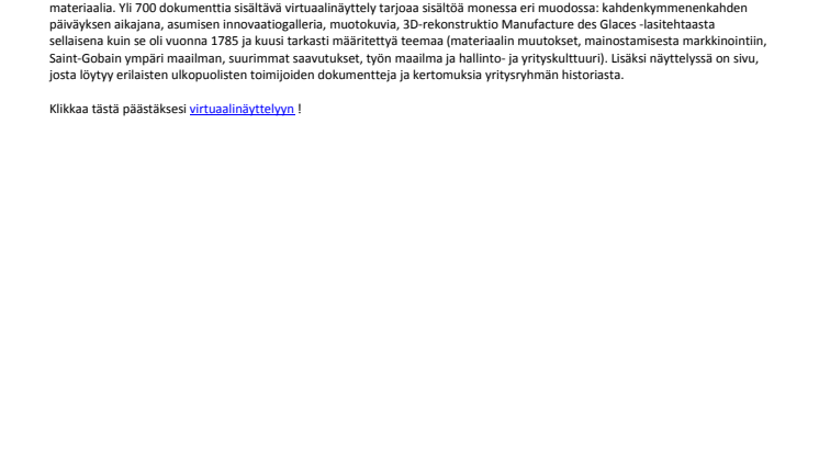 Saint-Gobainin 350-vuotisjuhlanäyttely nyt verkossa