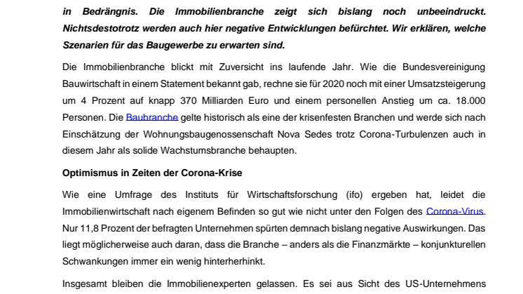 Noch keine Auswirkungen: Immobilienmärkte trotzen der Corona-Krise