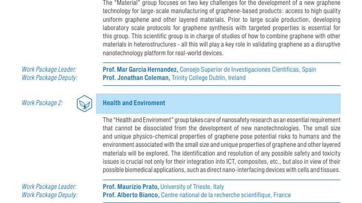 Work Packages Graphene Flagship