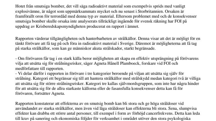 Hotet från smutsiga bomber