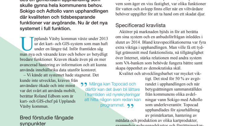 Sokigo och Adtollo - en del av vägen mot öppna data för Upplands Väsby kommun 