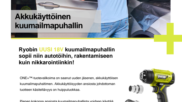 Ryobin® uusi 18V kuumailmapuhallin