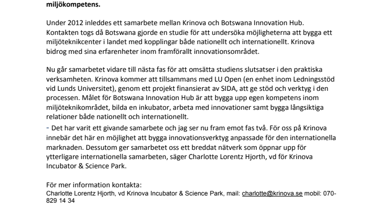 Krinovas verktyg för innovation bidrar till Botswanas utveckling