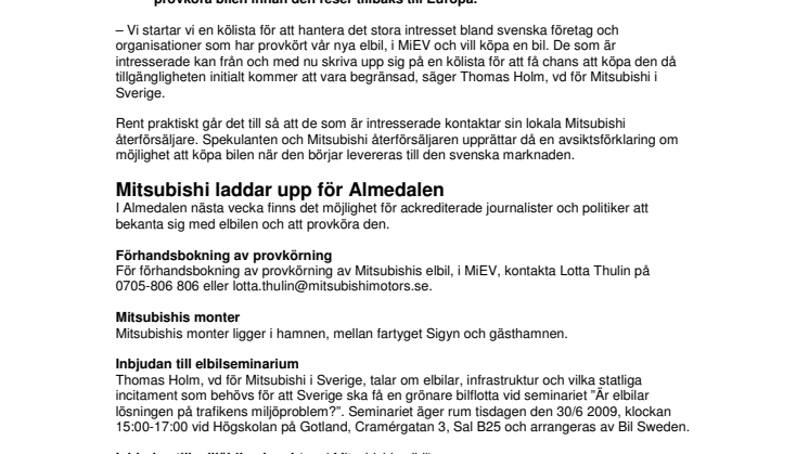 Kö till Mitsubishis elbil