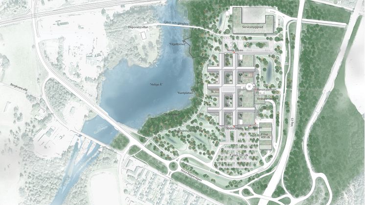 Växjö akutsjukhus, situationsplan