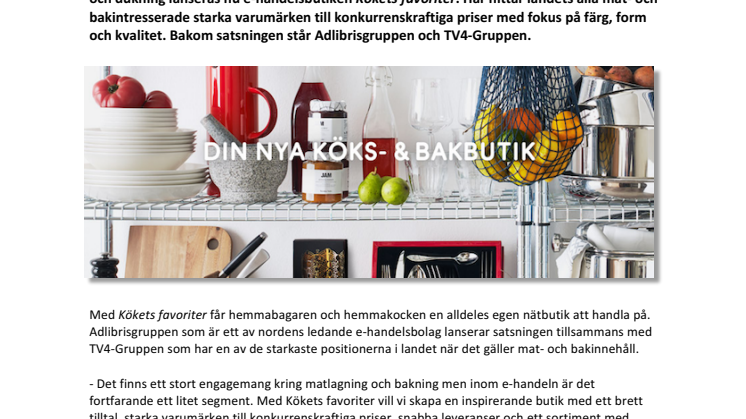 Kökets favoriter ny e-handelsbutik med allt för mat- och bakintresserade    
