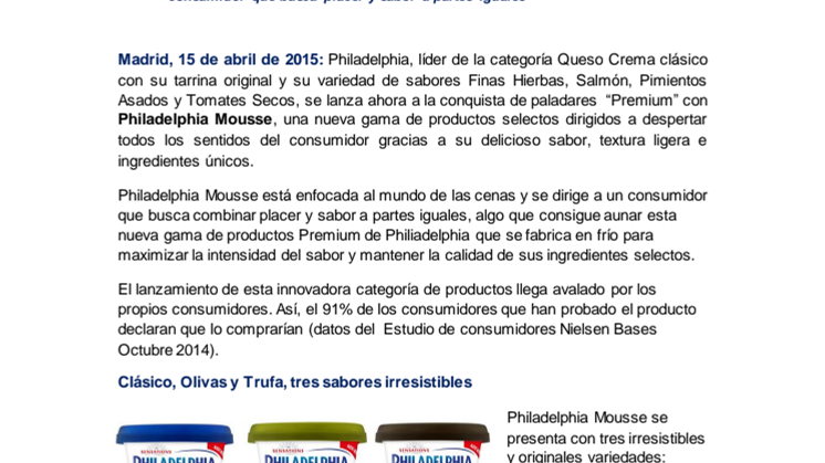  Philadelphia Mousse, una nueva gama Premium que despierta todos los sentidos