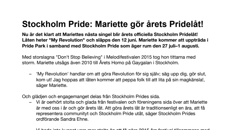 Mariette gör årets Pridelåt!
