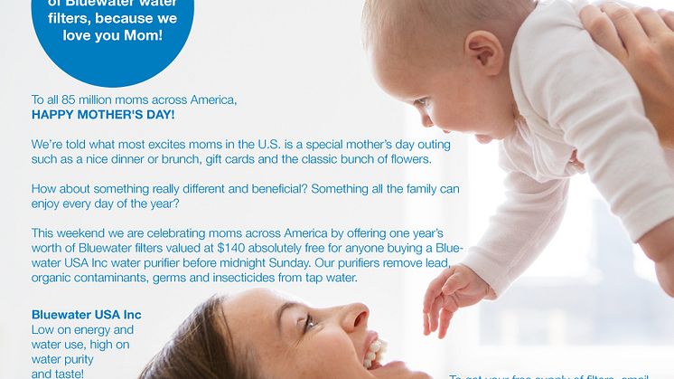 Bluewater Wants To Help Mom’s Make a Splash Across America This Mother’s Day Weekend