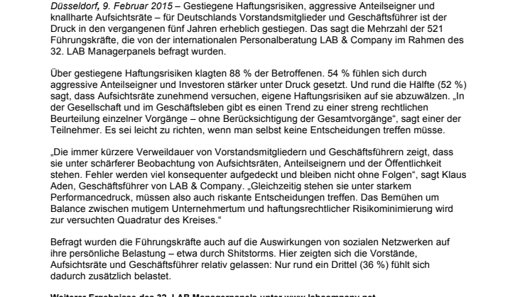 Der Druck auf Vorstände und Geschäftsführer wächst