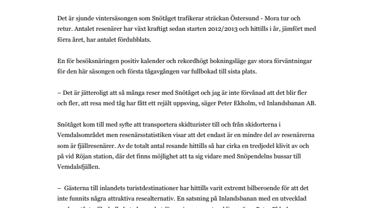Resenärsrekord på Snötåget