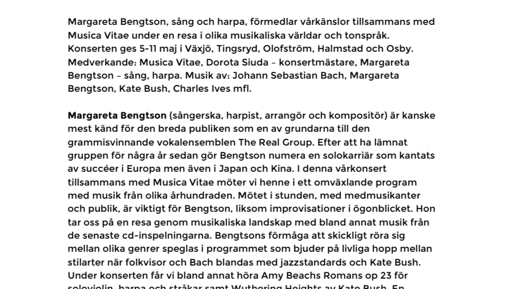 I love Sweden in the springtime - Musica Vitae & Margareta Bengtson