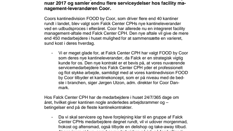 Falck skifter kantineleverandør til FOOD by Coor