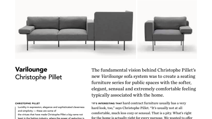 New sofa system Varilounge designed by Christophe Pillet
