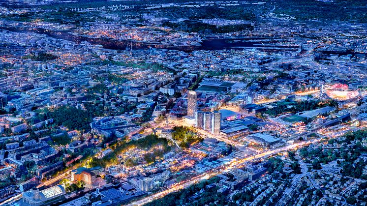 Bilden är en illustration av framtida projekt i Göteborg. Bild: Svenska Mässan Gothia Towers.