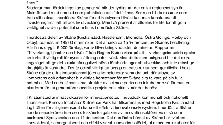 Ta vara på utvecklingspotentialen i nordöstra Skåne