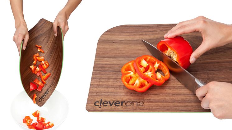 Skärbrädan kombinerar de bästa egenskaperna från en skärbräda i trä med de flexibla egenskaperna från silikon.
