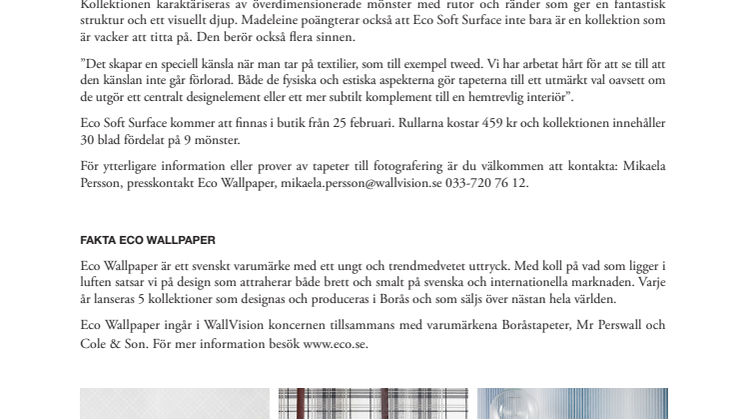ECO SOFT SURFACE - Mjuka textila tapeter som berör flera sinnen