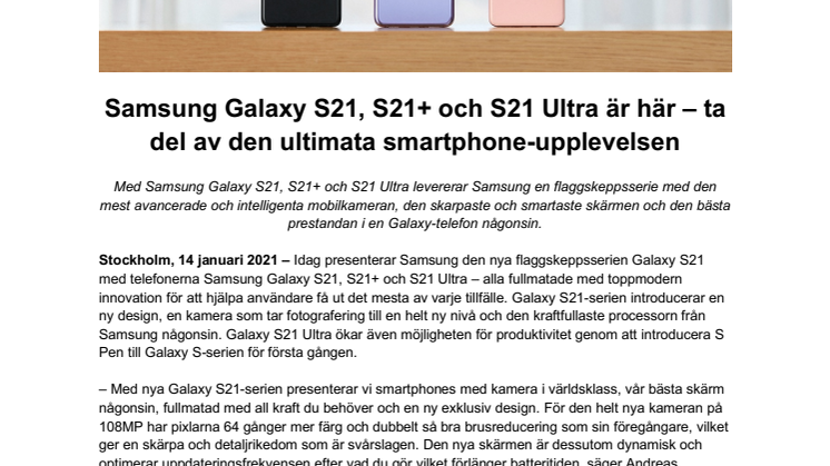 Samsung Galaxy S21, S21+ och S21 Ultra är här – ta del av den ultimata smartphone-upplevelsen